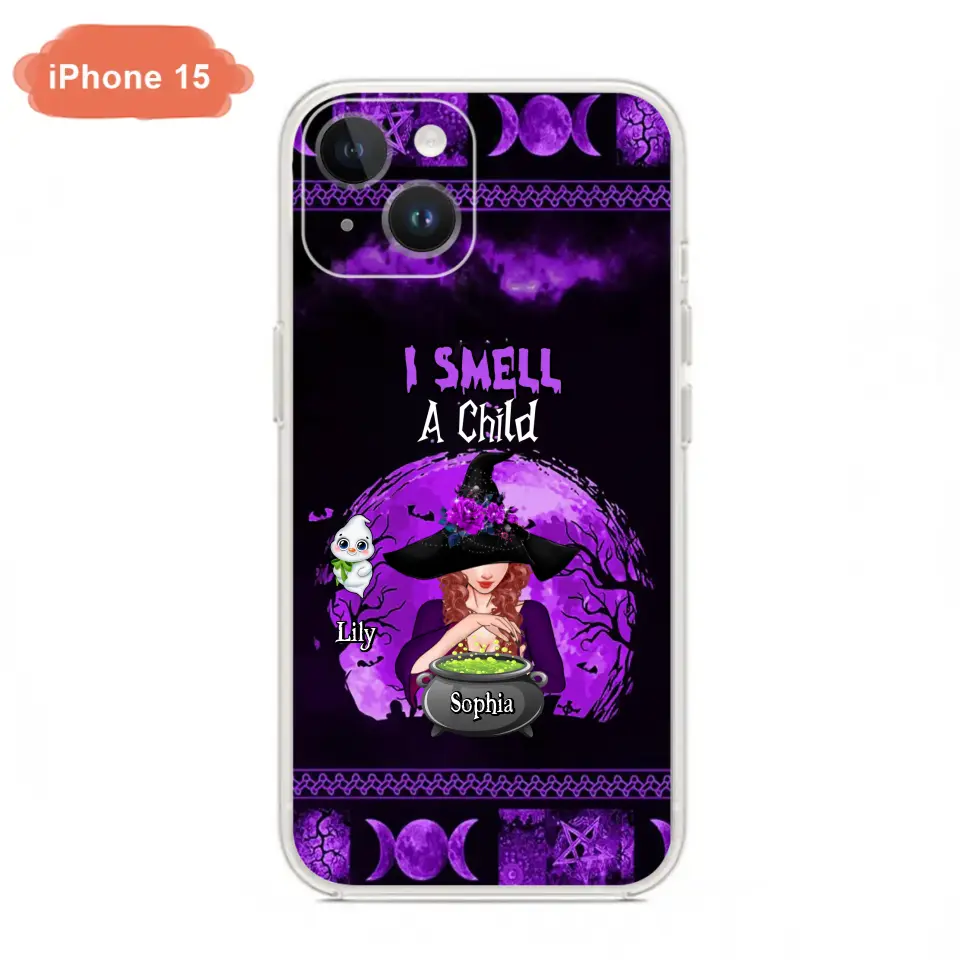 Personalized Witch Phone Case - Up to 10 Children - Halloween Gift Idea for Family - I Smell Children - Case for iPhone/Samsung