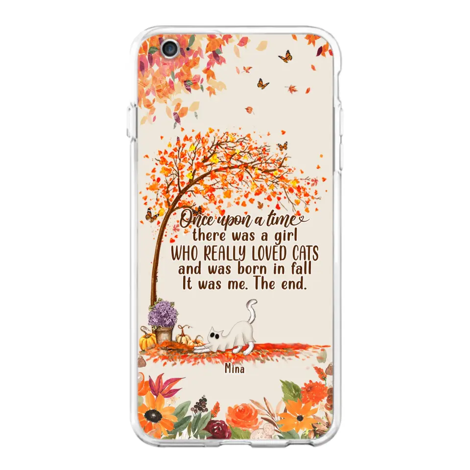 Personalized Cat & Fall Phone Case - Up to 6 Cats - Autumn Gift For Cat Lover - Once Upon A Time - Case For iPhone And Samsung