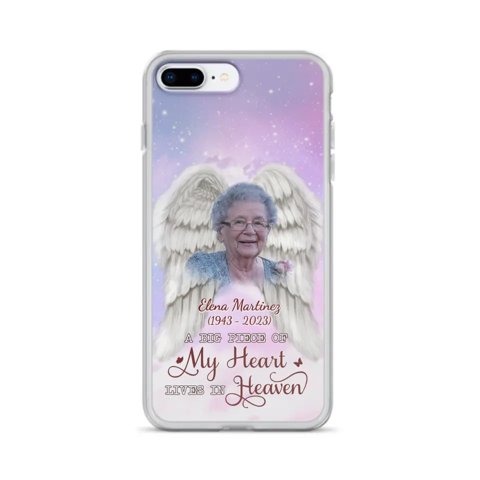 Custom Personalized Memorial Photo Phone Case - Memorial Gift Idea for Family - A Big Piece Of My Heart Lives In Heaven - Case for iPhone/Samsung