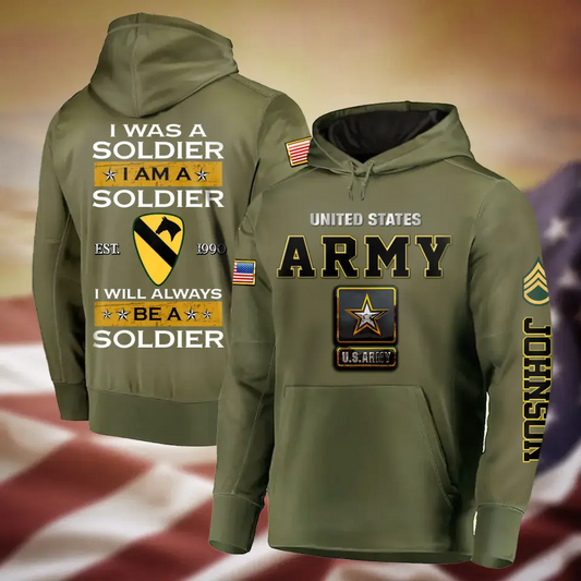Custom Personalized Veteran All-Over Print Hoodie - Gift Idea For Veteran - I Was A Soldier I Am A Soldier I Will Always Be a Soldier