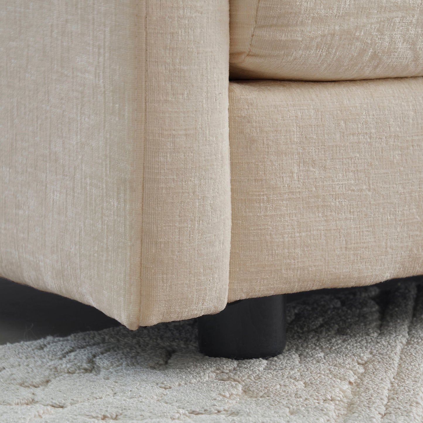 Chenille Two-Seater Sofa with 1 Footrest, 2 Seater L-Shaped Sectional with Ottoman