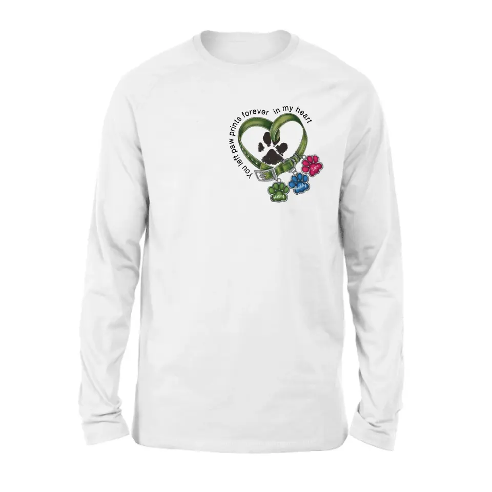 Personalized Memorial Dog Collar Shirt/Hoodie - Up to 3 Dogs - Gift Idea For Dog Lover - You Left Paw Prints Forever In My Heart