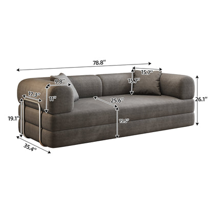 78.8" Compression Sofa Bed with Pillow Back Support