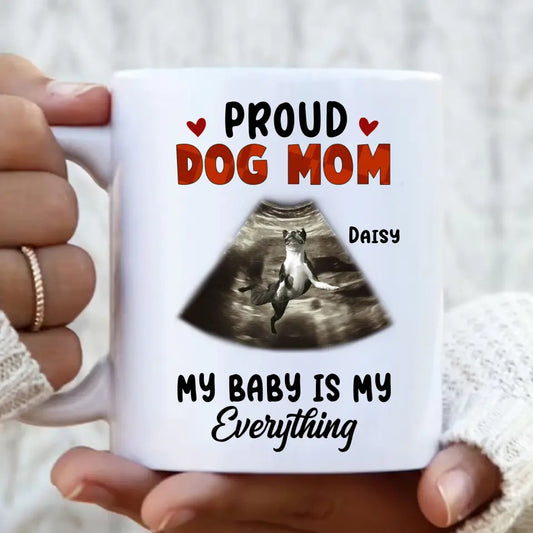 Personalized Dog Photo Coffee Mug - Funny Gift Idea for Dog Lovers - Proud Dog Mom My Baby Is My Everything