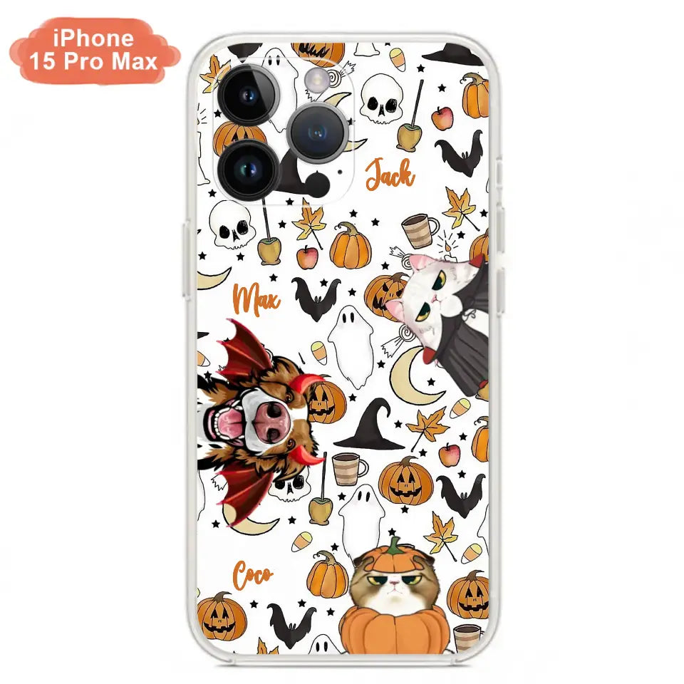 Custom Personalized Halloween Pet Phone Case - Upto 3 Pets - Gift Idea For Dog/Cat Owners - Case for iPhone/Samsung
