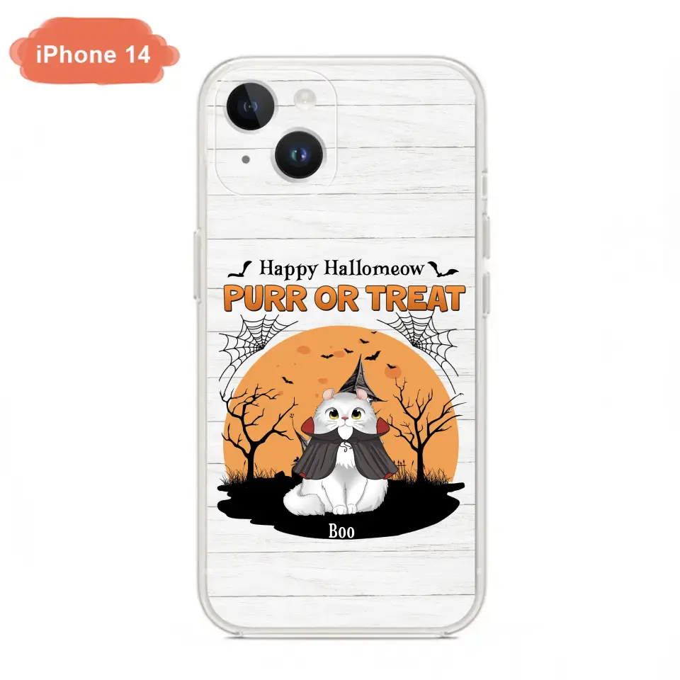 Custom Personalized Meowloween Phone Case - Up to 6 Cats - Halloween Gift Idea for Cat Lovers - Happy Hallomeow - Case for iPhone/Samsung