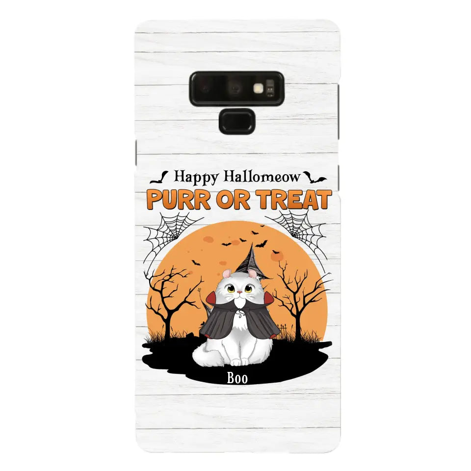 Custom Personalized Meowloween Phone Case - Up to 6 Cats - Halloween Gift Idea for Cat Lovers - Happy Hallomeow - Case for iPhone/Samsung