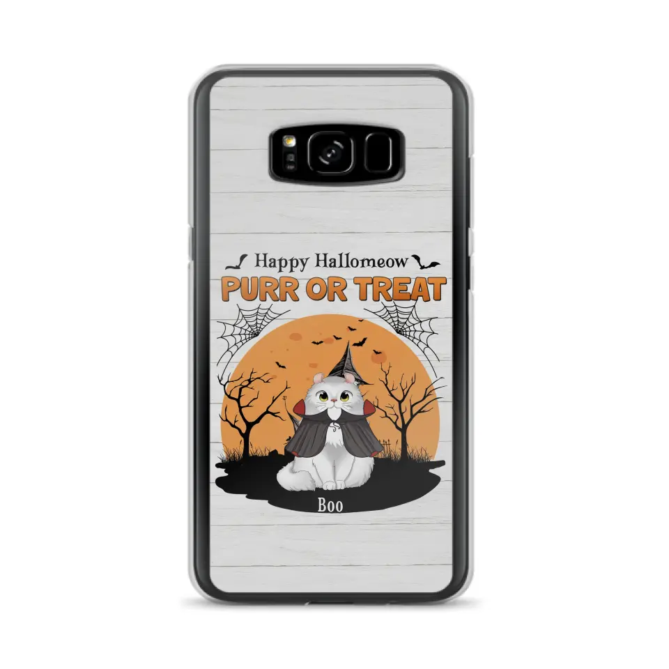 Custom Personalized Meowloween Phone Case - Up to 6 Cats - Halloween Gift Idea for Cat Lovers - Happy Hallomeow - Case for iPhone/Samsung