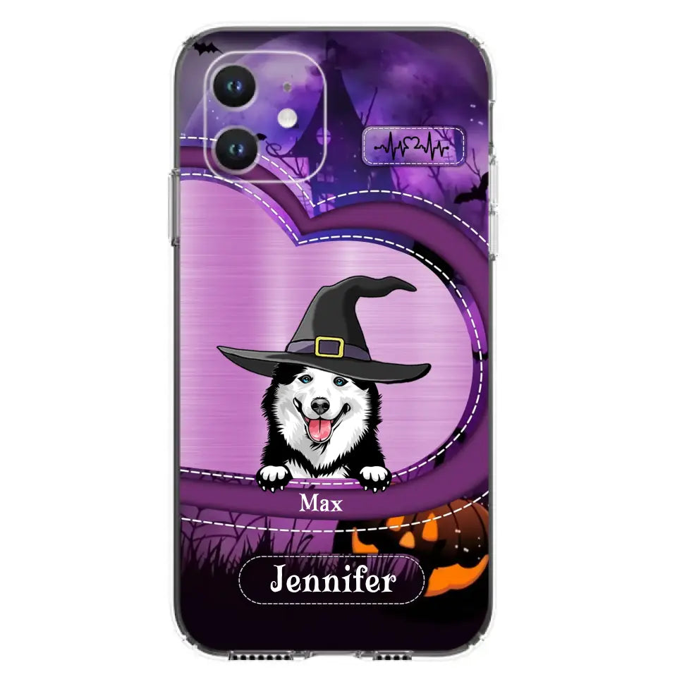Custom Personalized Dog Halloween Phone Case - Gift Idea For Dog Lover/ Halloween - Upto 3 Dogs -  Case For iPhone/Samsung