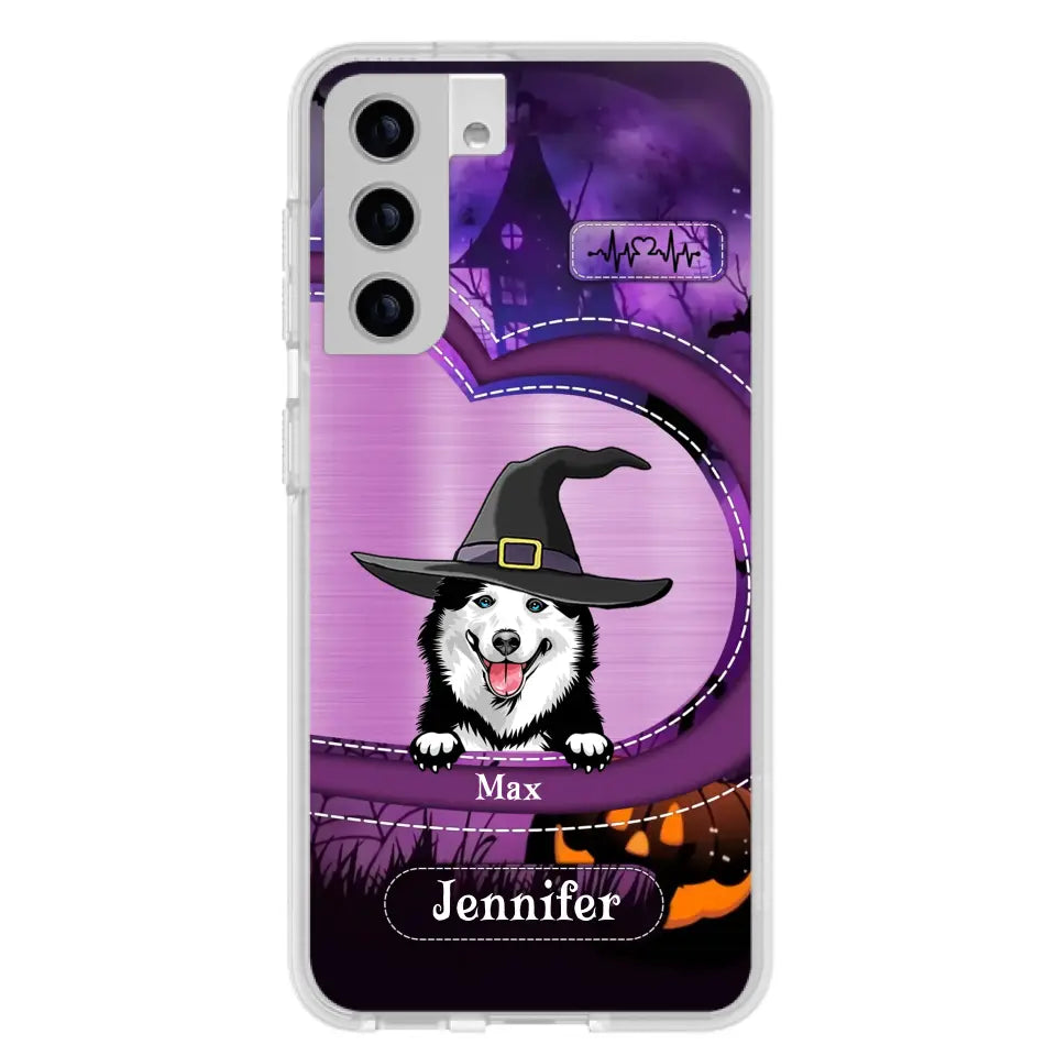 Custom Personalized Dog Halloween Phone Case - Gift Idea For Dog Lover/ Halloween - Upto 3 Dogs -  Case For iPhone/Samsung