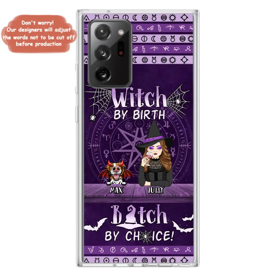 Custom Personalized Witch Phone Case - Halloween Gift Idea for Witch Lovers/Pet Lovers - Upto 3 Dogs/Cats - Witch By Birth - Case For iPhone/Samsung
