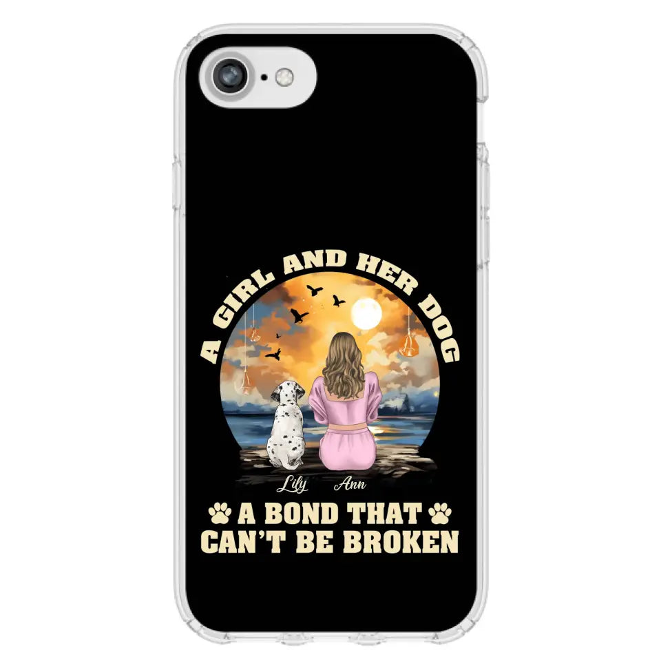 Custom Personalized Dog Mom Phone Case - Upto 4 Dogs - Gift Idea for Dog Owners - Case For iPhone/ Samsung - A Girl And Her Dog A Bond That Can't Be Broken
