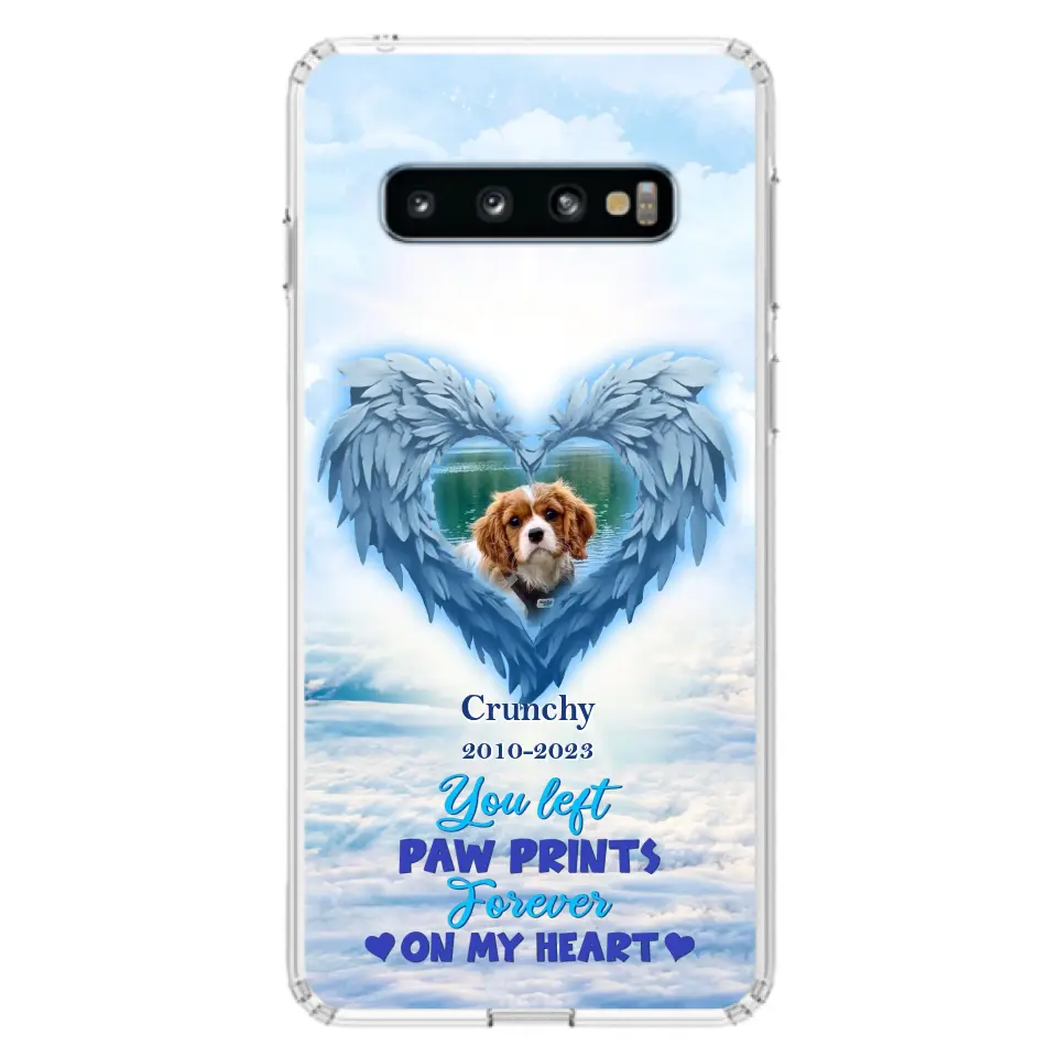 Custom Personalized Memorial Photo Phone Case - Memorial Gift Idea for Pet Owners - You Left Paw Prints Forever On My Heart - Case for iPhone/Samsung