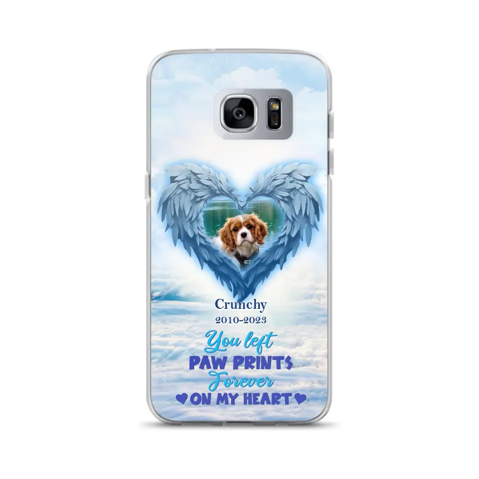 Custom Personalized Memorial Photo Phone Case - Memorial Gift Idea for Pet Owners - You Left Paw Prints Forever On My Heart - Case for iPhone/Samsung