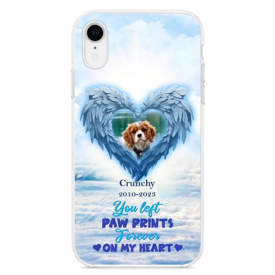 Custom Personalized Memorial Photo Phone Case - Memorial Gift Idea for Pet Owners - You Left Paw Prints Forever On My Heart - Case for iPhone/Samsung