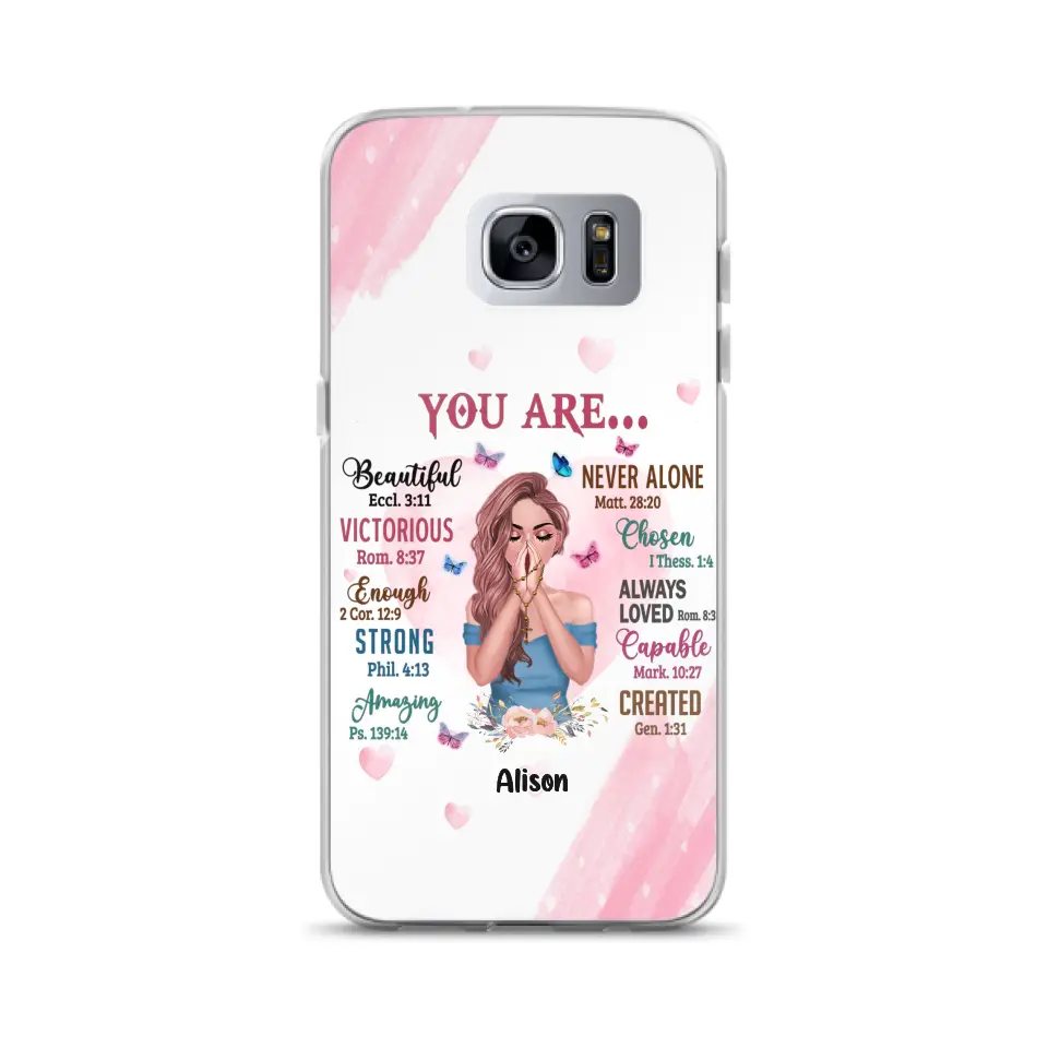 Custom Personalized Praying Girl Phone Case - Gift Idea for Girls/Friends - You Are Beautiful - Case for iPhone/Samsung