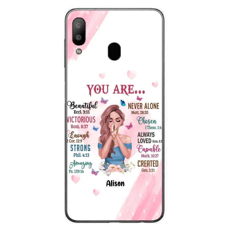 Custom Personalized Praying Girl Phone Case - Gift Idea for Girls/Friends - You Are Beautiful - Case for iPhone/Samsung