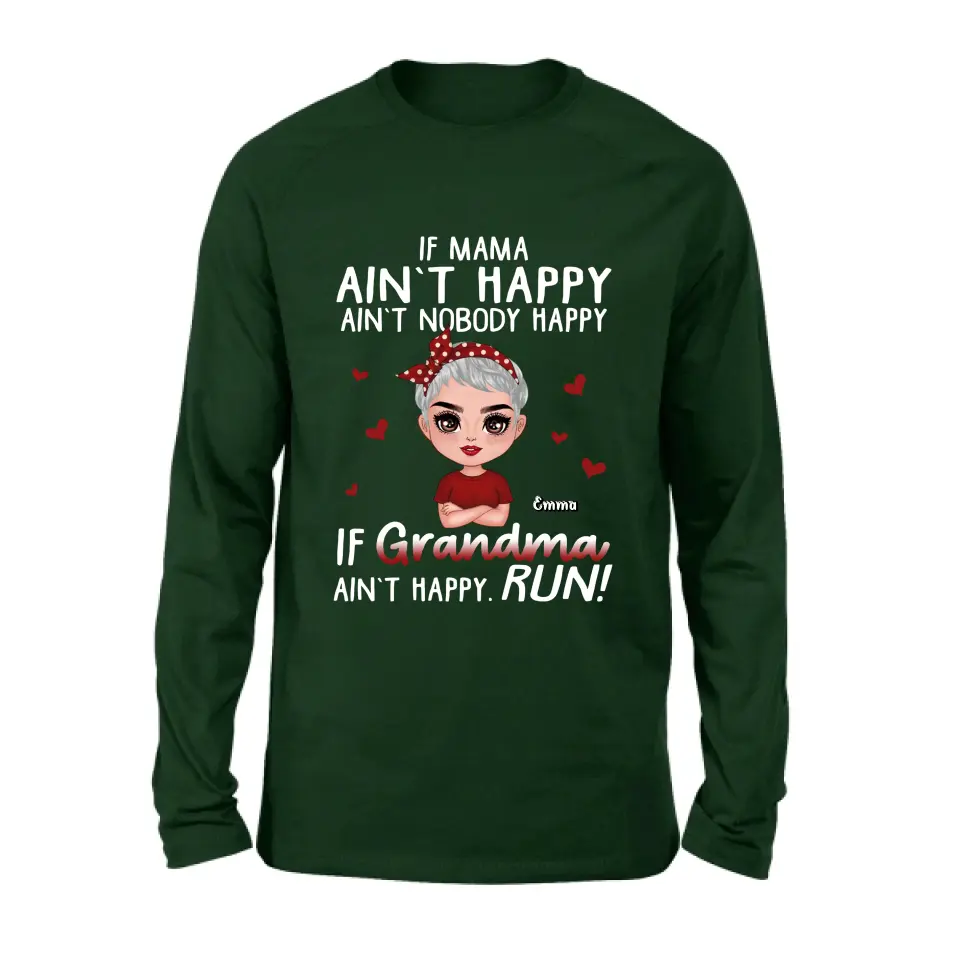 Personalized Mama Grandma Shirt/Hoodie - Mother's Day Gift Idea For Mom/Grandma - If Grandma Ain't Happy Run