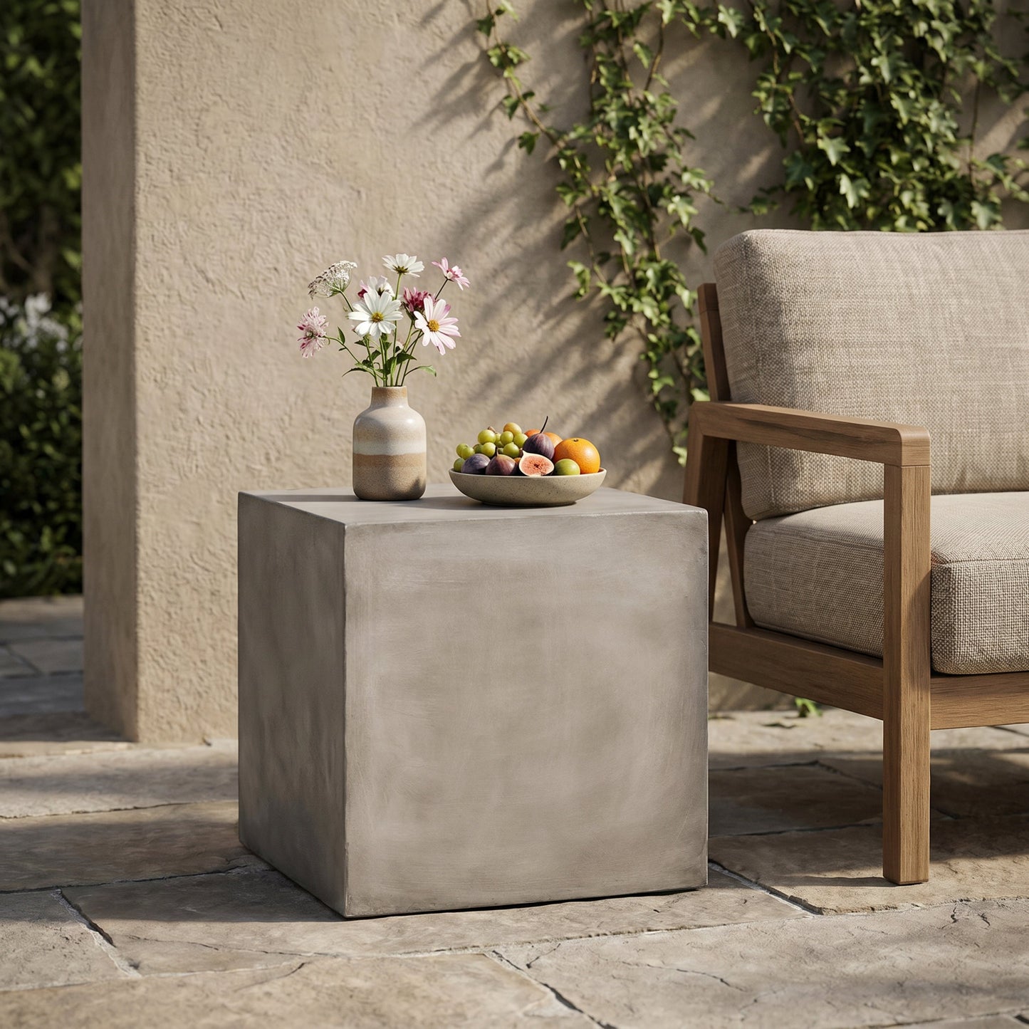 Outdoor MGO Square Side Table, Light
