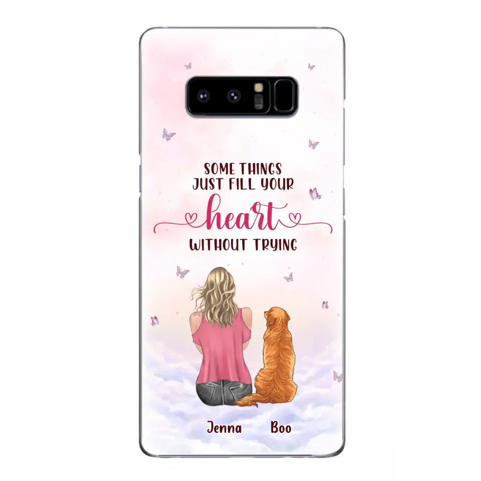 Custom Personalized Dog Mom Phone Case - Upto 5 Dogs - Gift Idea For Dog Lovers - Some Things Just Fill Your Heart Without Trying - Case for iPhone/Samsung