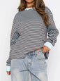 Striped Oversized Round Neck Sweatshirt