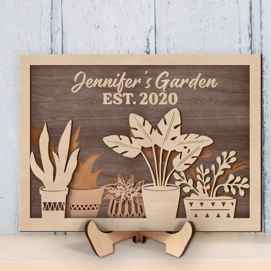 Personalized Garden 2 Layered Wooden Art - Gift Idea for Gardening Lovers