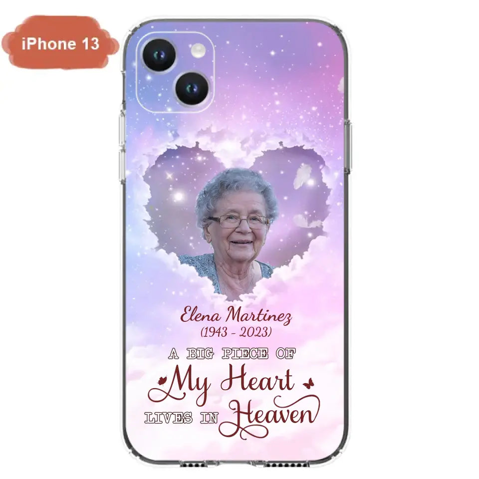Custom Personalized Memorial Photo Phone Case - Memorial Gift For Family Member - Upload Photo - Case For iPhone/Samsung - A Big Piece Of My Heart Lives In Heaven