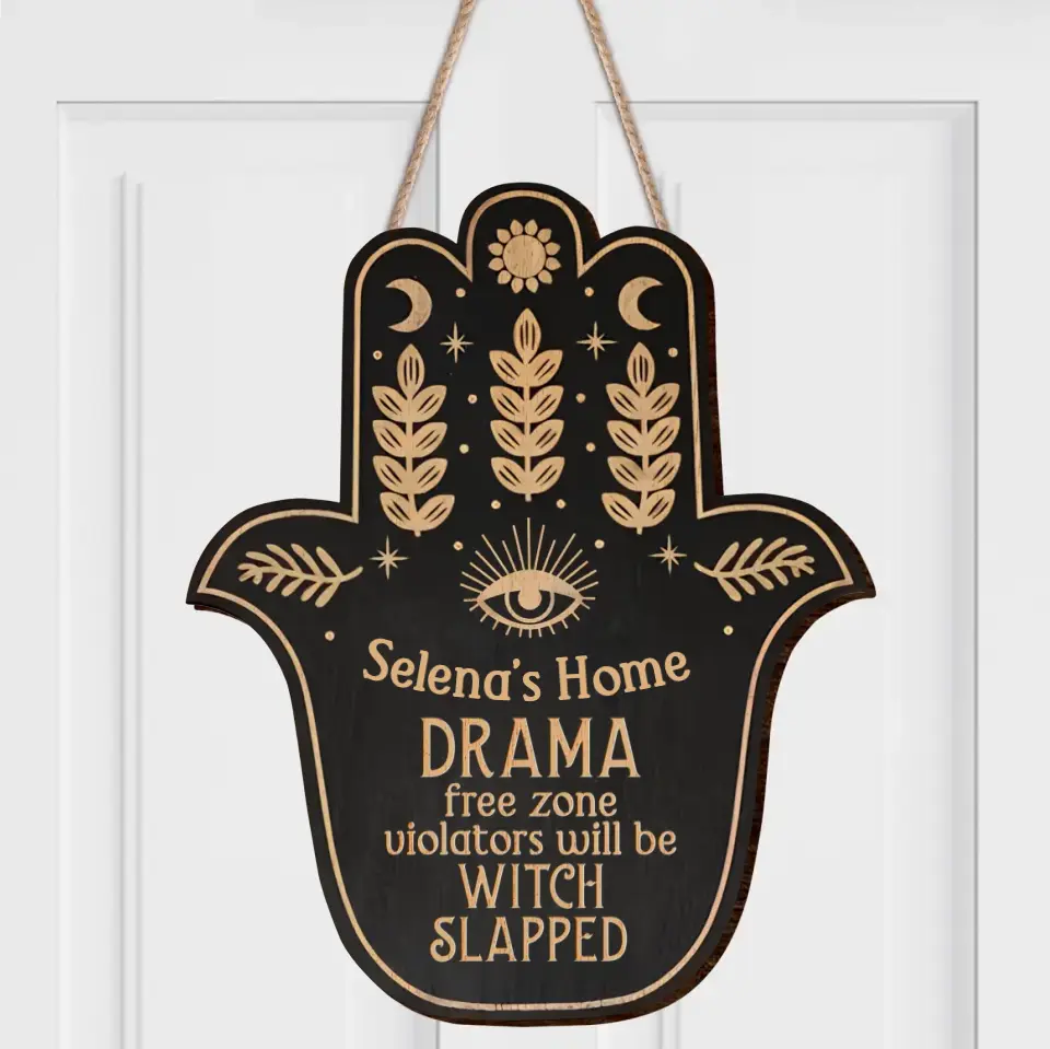 Personalized Witch Wooden Sign - Gift Idea for Witch/Wicca Decor/Pagan Decor - Drama Free Zone Violators Will Be Witch Slapped