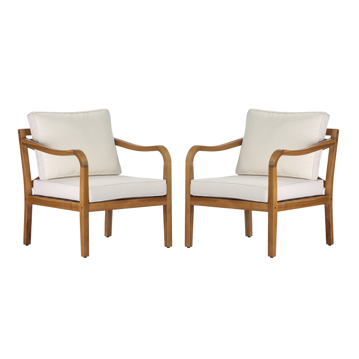 Acacia Wood Patio Furniture Club Chair Set of 2