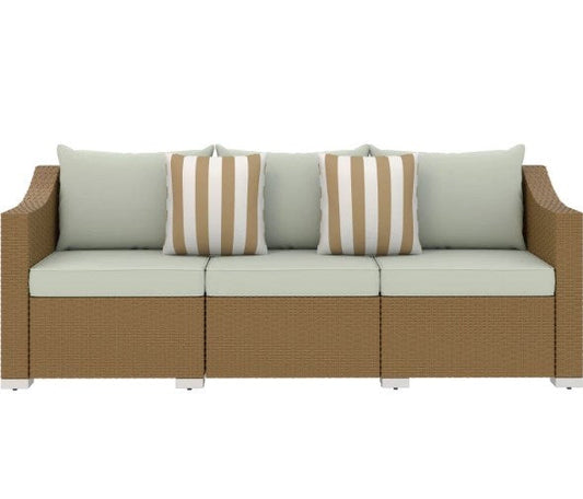 Rattan Wicker Seater Patio Couch with Cushions and Throw Pillows