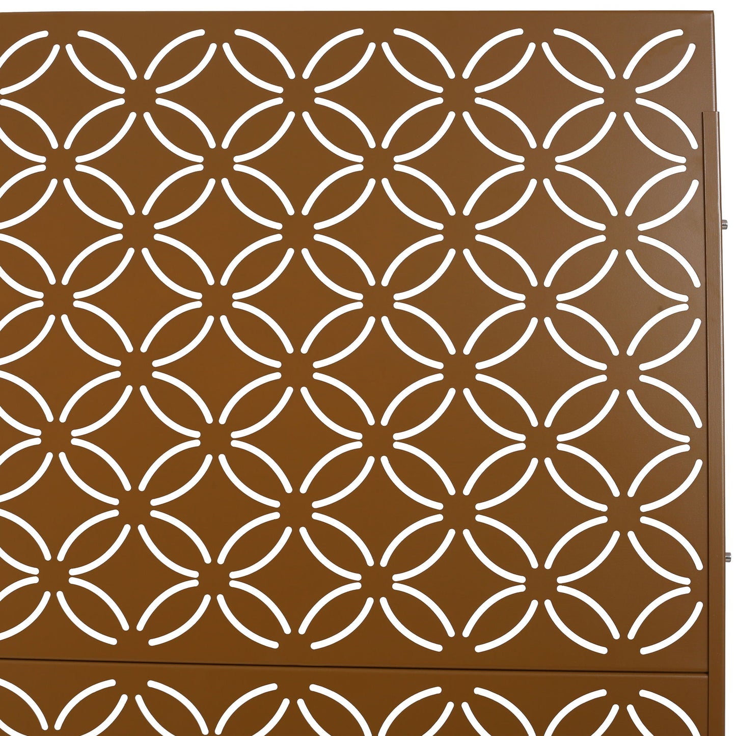 Freestanding Decorative Privacy Screen For Deck Balcony Patio, Metal Privacy - Brown