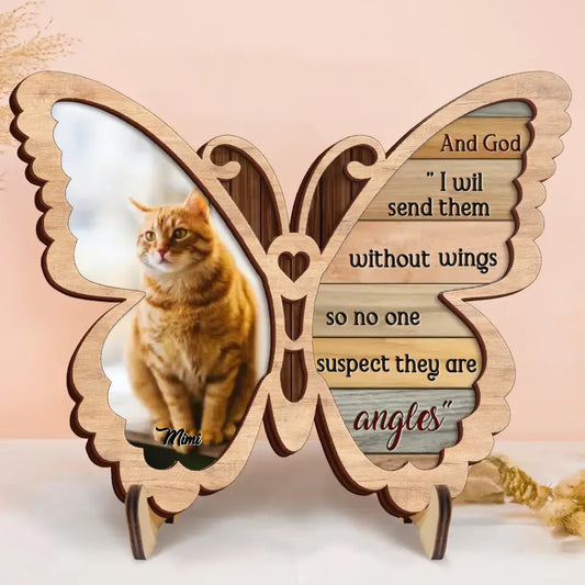 Personalized Butterfly 2 Layered Wooden Art - Upload Photo - Gift Idea for Cat