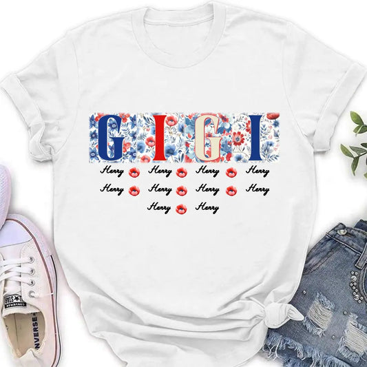 Personalized Gigi T-shirt - Gift Idea From Kids to Gigi/Grandma/4th of July - Custom Names with up to 10 Kids