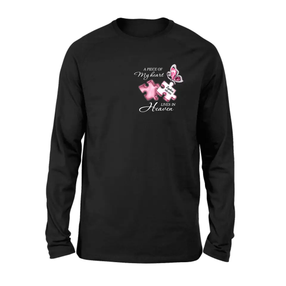 Personalized Memorial Shirt/Hoodie - Memorial Gift Idea For Family Member - A Piece Of My Heart Lives In Heaven