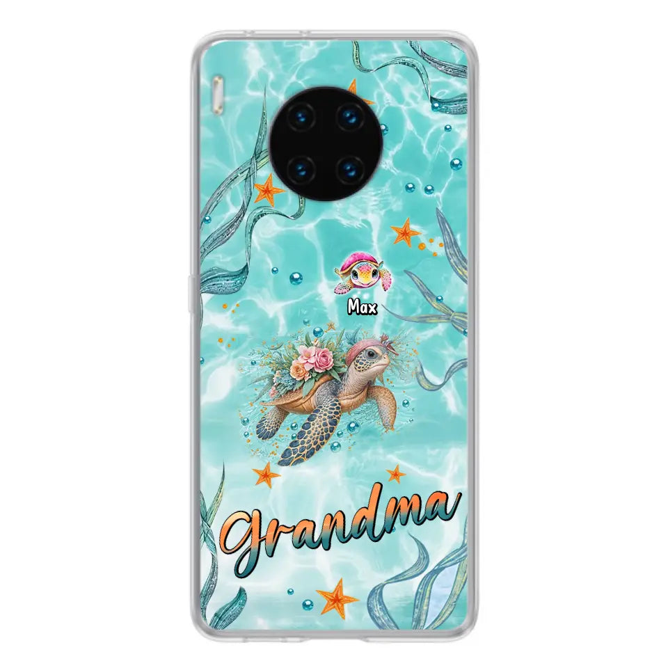 Custom Personalized Grandma Ocean Turtles Phone Case - Gift Idea For Grandma/ Mom - Up to 10 Kids - Case For Xiaomi/ Oppo/ Huawei