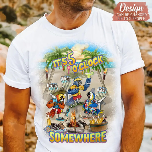 Personalized Summer Shirt/Hoodie - Up to 5 Names - Gitt Idea For Summer/Friends/Family - It's 5 O'clock Somewhere