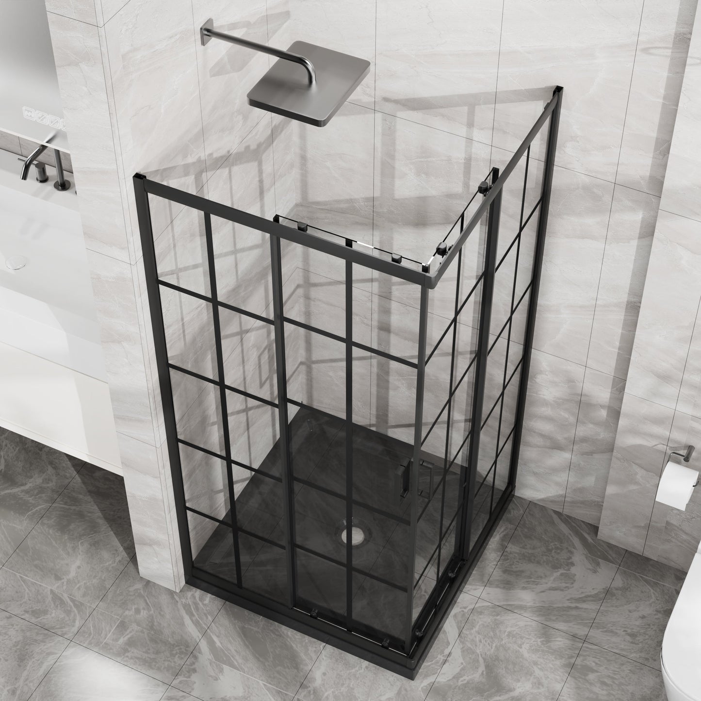 Goodyo Corner Shower Enclosure with Double Sliding Doors