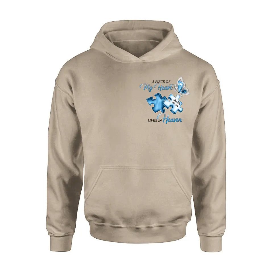 Personalized Ombre Memorial T-Shirt/Hoodie - Memorial Gift Idea - A Piece Of My Heart Lives In Heaven