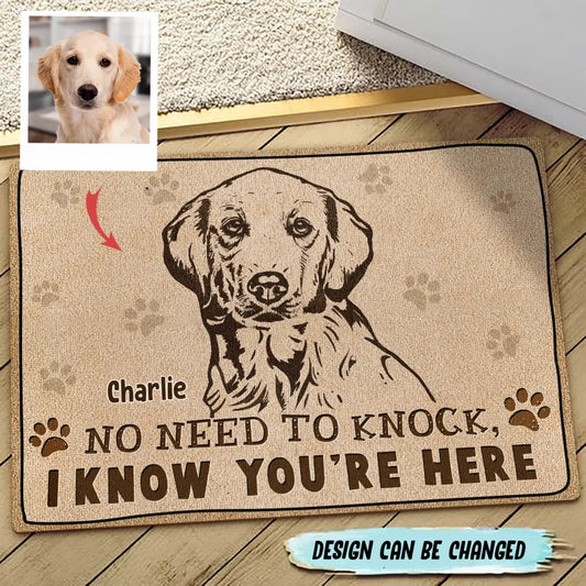 Personalized Welcome Doormat - Upload Pet's Photos - Gift Idea For Dog Lover - No Need To Knock I Know You're Here