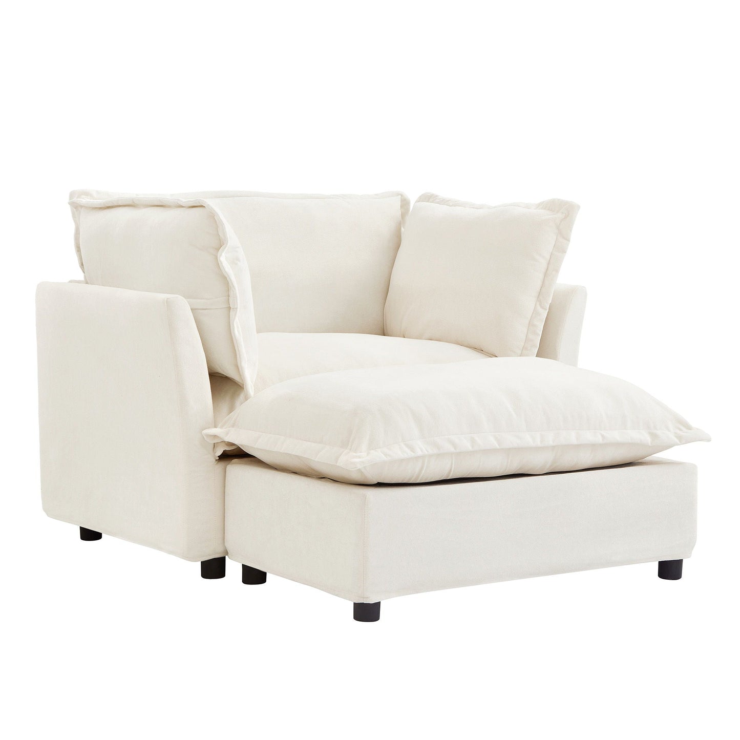 Modern Armchair Sofa With Movable Ottoman