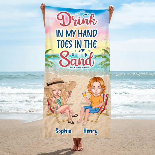 Personalized Couple Beach Towel - Gift Idea For Couple/Friends - I Love You To The Beach And Back