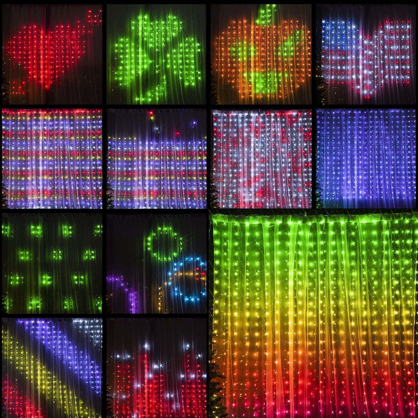Smart Curtain Light RGB Phantom Color Dot Control Leather Wire Light Bluetooth DIY Programming Subtitle Light