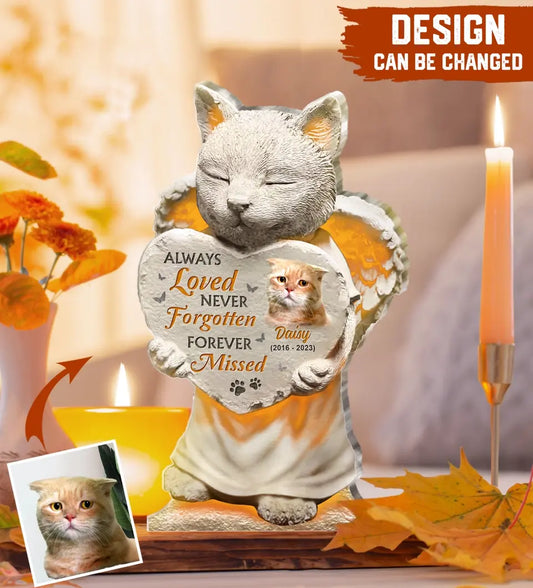 Personalized Memorial Acrylic Plaque - Memorial Gift Idea For Christmas/Cat Lover - Upload Cat Photo - No Longer By Our Side But Forever In Our Hearts