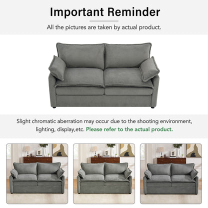 Modern Loveseat Sofa, Upholstered Couch With Side Storage Pockets