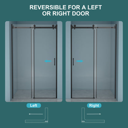 Modern Single Slide Shower Door, Tempered Glass, Stainless Steel Frame