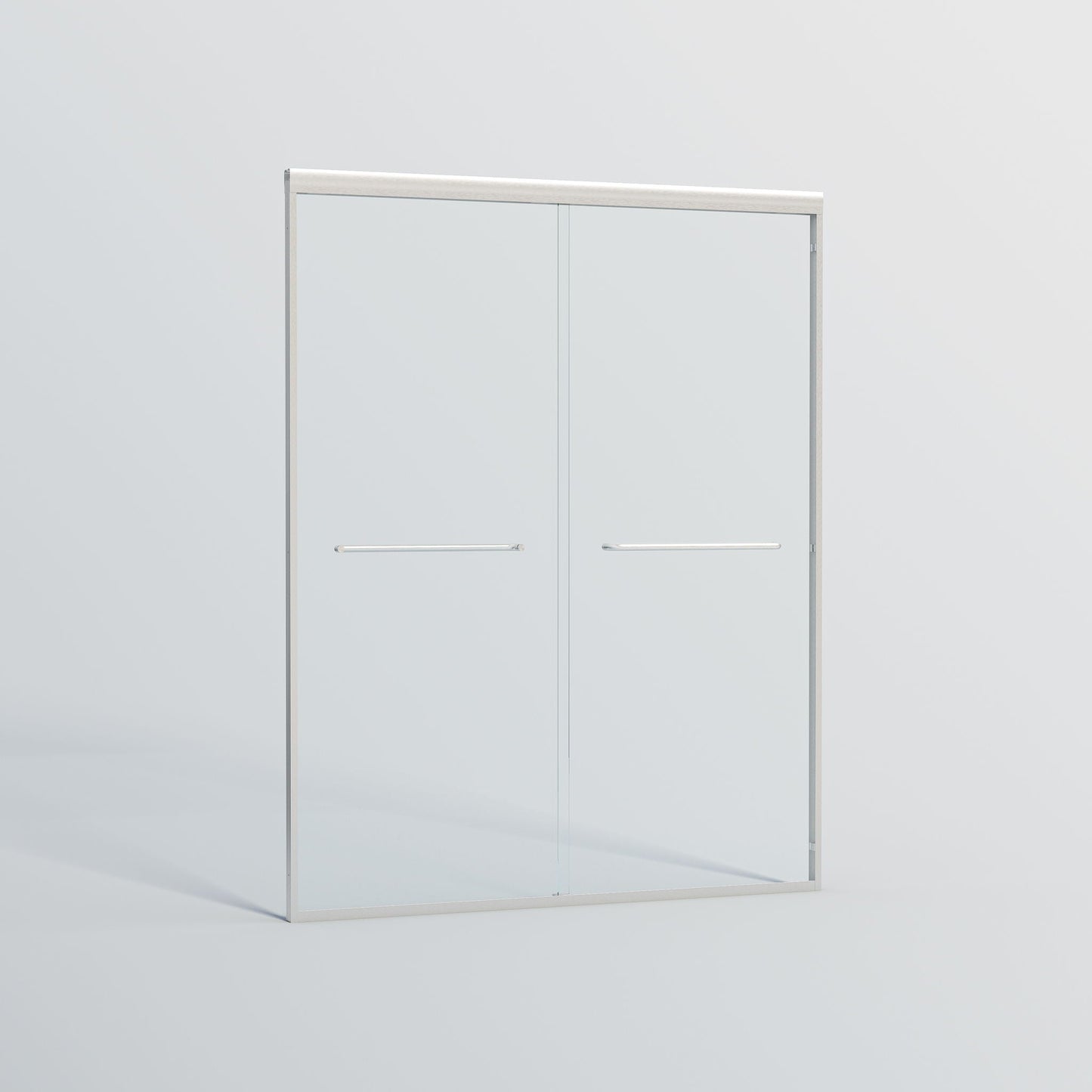 Double Sliding Shower Door, Semi-Frameless Bypass Bathroom Sliding Door With 1/4" (6 Mm) Tempered Glass For Walk-In Shower