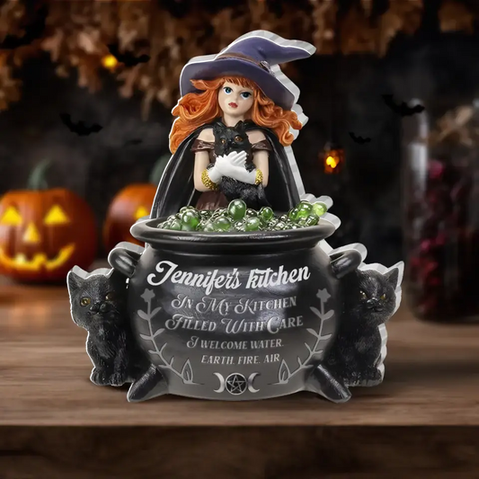 Personalized Witch Acrylic Plaque - Gift Idea For Halloween/Witch - In My Kitchen Filled With Care I Welcome Water. Earth. Fire. Air