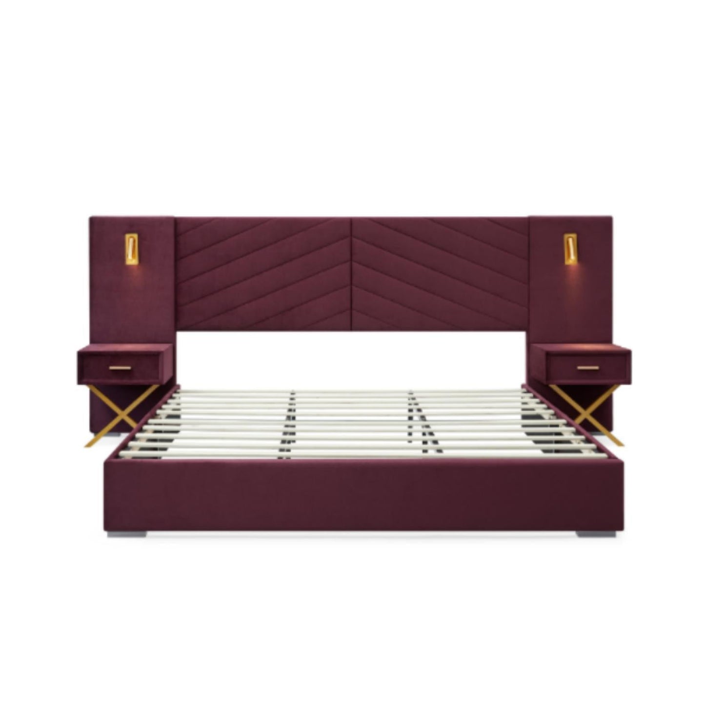 Comfortable Upholstered Bed With Vertical Channel Tufted Wingback Headboard