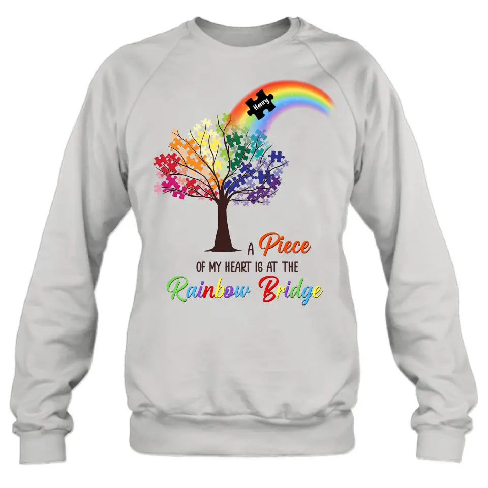 Personalized Memorial T-shirt/Long Sleeve/Sweatshirt/Hoodie - Memorial Gift Idea - A Piece Of My Heart Is At The Rainbow Bridge