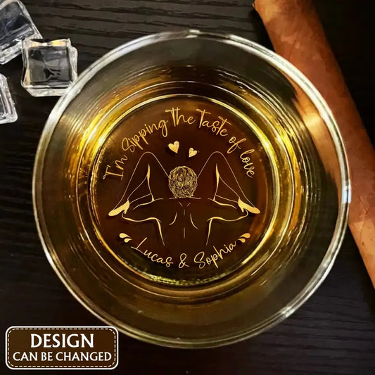 Personalized Couple Engraved Whiskey Glass - Gift Idea For Couple - I'm Slipping The Taste Of Love